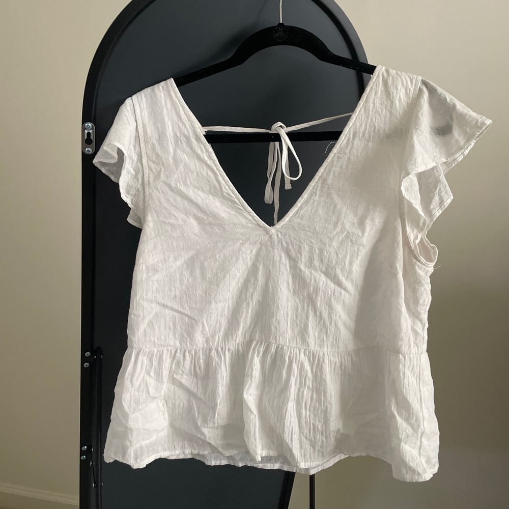 Crop, Linen, flutter-sleeve top